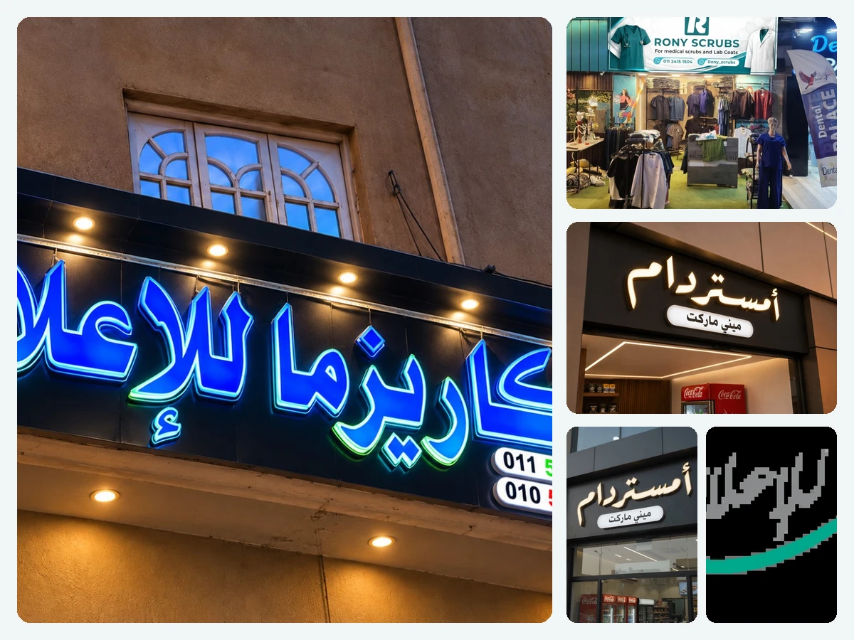 واجهة متجر ولافتة مضيئة